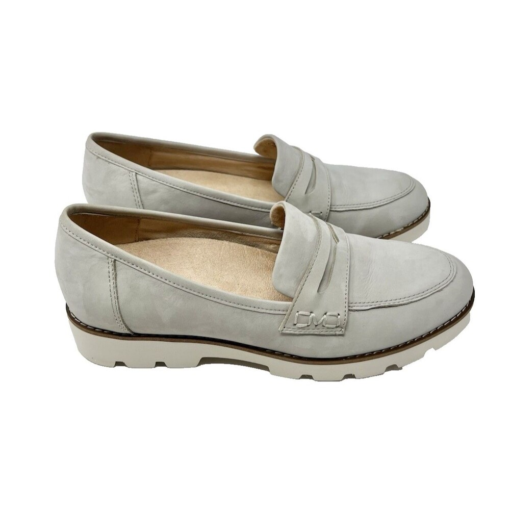 Vionic Cheryl Size 6.5 Low Platform Loafer Shoe Grey Nubuck Comfort Academia